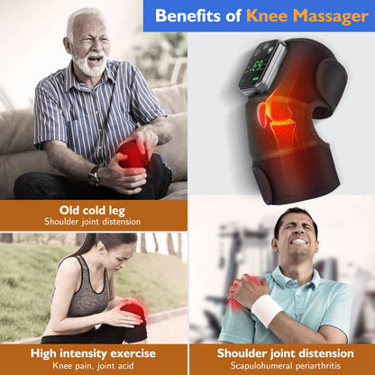 Electric Knee Massager Vibration Thermal Therapy 3 Gear Vibration Massage Shoulder Brace Heating Pads for Arthritis Knee Warmer