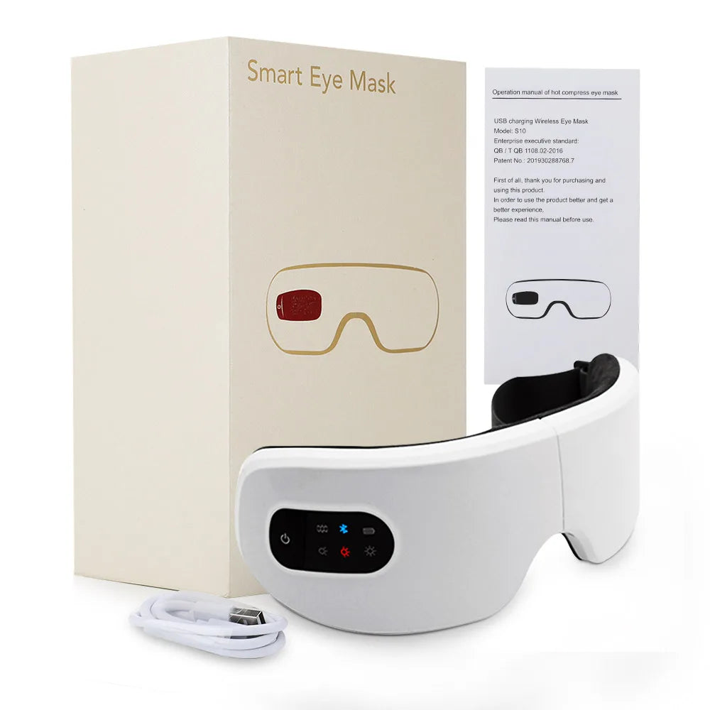 Electric Eye Massager Hot Compress Stress Relief Heating Vibration Massage Connect Music Relax Foldable Eye Care Smart Glasses