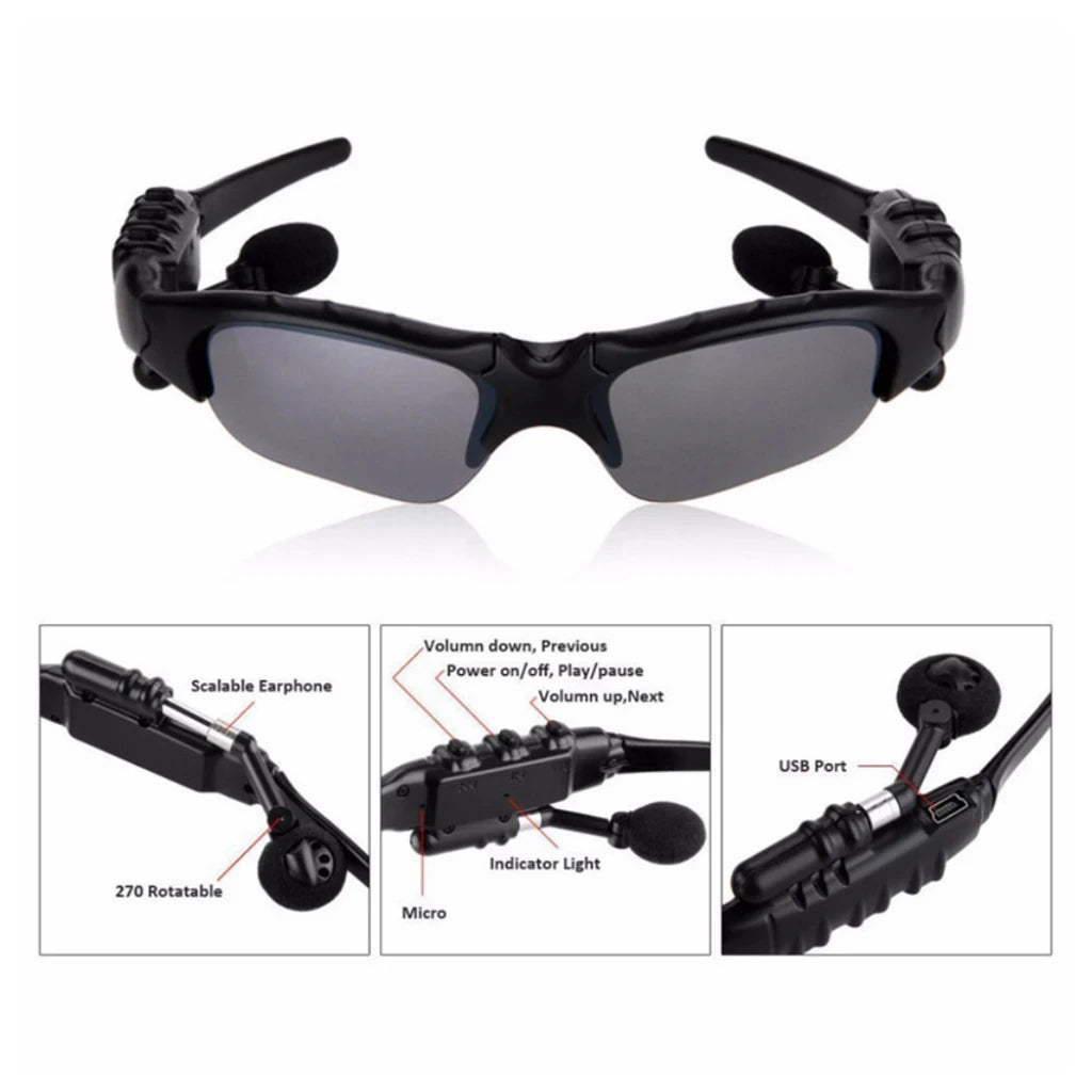 Music Sports Bluetooth 4.2 Sunglasses Headset Headphone with Mic Sunglasses Headset Headphone for Men Women