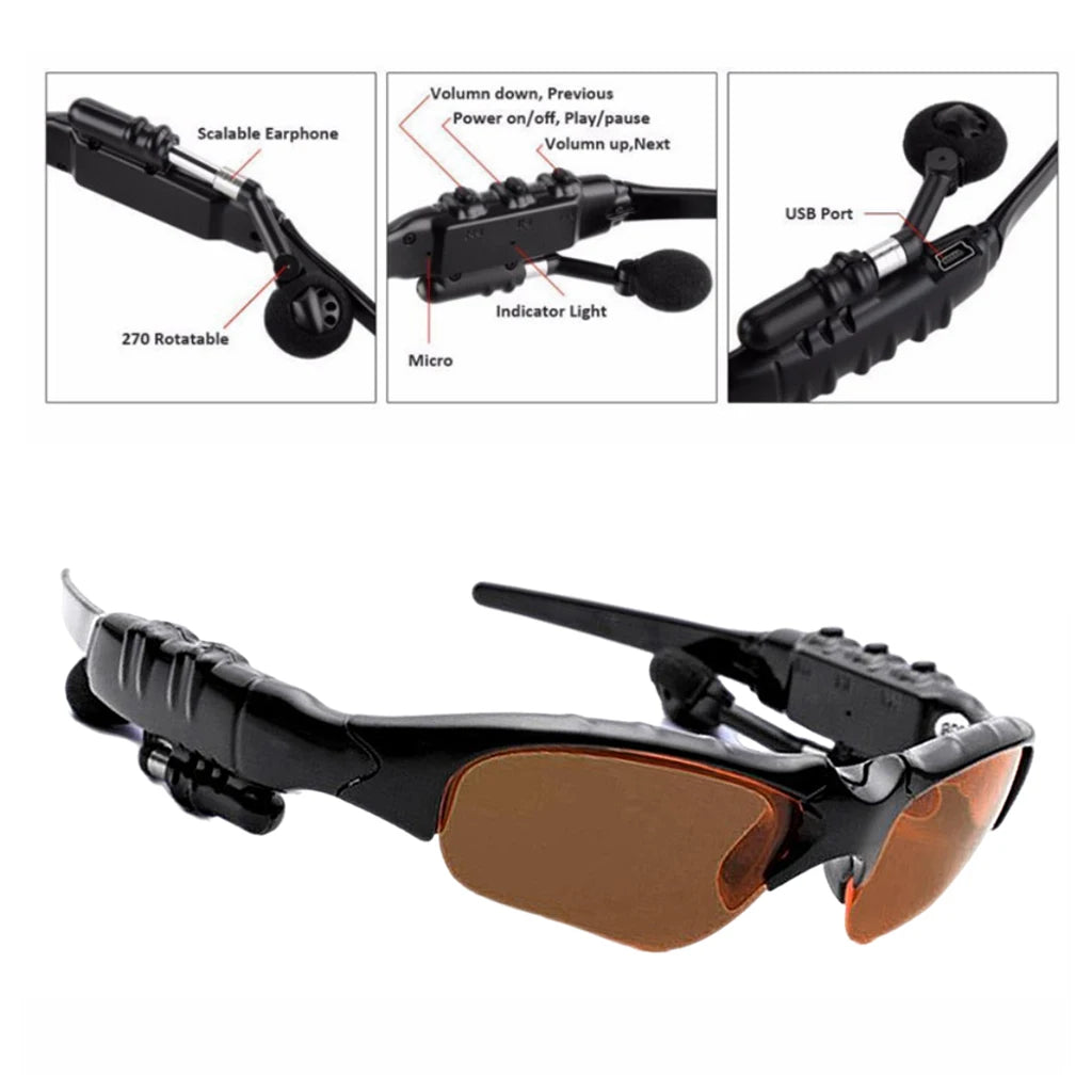 Music Sports Bluetooth 4.2 Sunglasses Headset Headphone with Mic Sunglasses Headset Headphone for Men Women