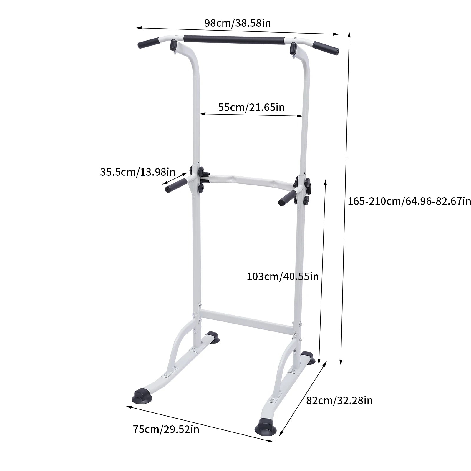 Adjustable Pull-Up Dip Station, Power Tower, Pull-Ups Stand for Home Gym, Strength Workout, Horizontal Bars, Fitness Equipment