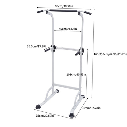 Adjustable Pull-Up Dip Station, Power Tower, Pull-Ups Stand for Home Gym, Strength Workout, Horizontal Bars, Fitness Equipment