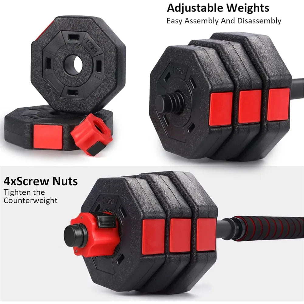 Dumbbells Set, Adjustable Weights 3-In-1 Set Barbell 44Lb/66Lb, Home Gym Equipment