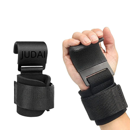 Weight Lifting Hook Grips with Wrist Wraps Hand-Bar Wrist Strap Gym Fitness Hook Weight Strap Pull-Ups Power Lifting Gloves