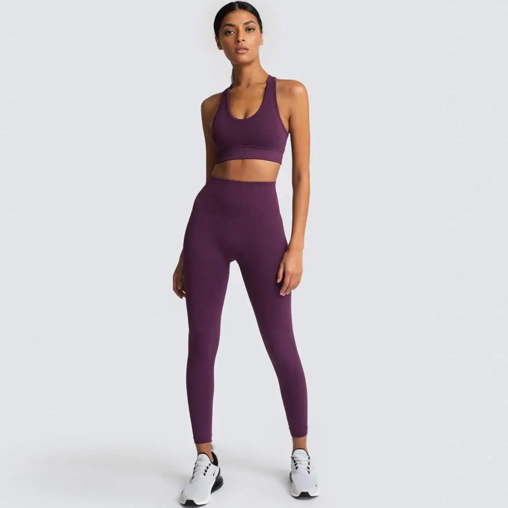 Seamless Hyperflex Workout Set Sport Leggings and Top Yoga Outfits for Women Sportswear Athletic Clothes Gym 2 Piece Set XL Size