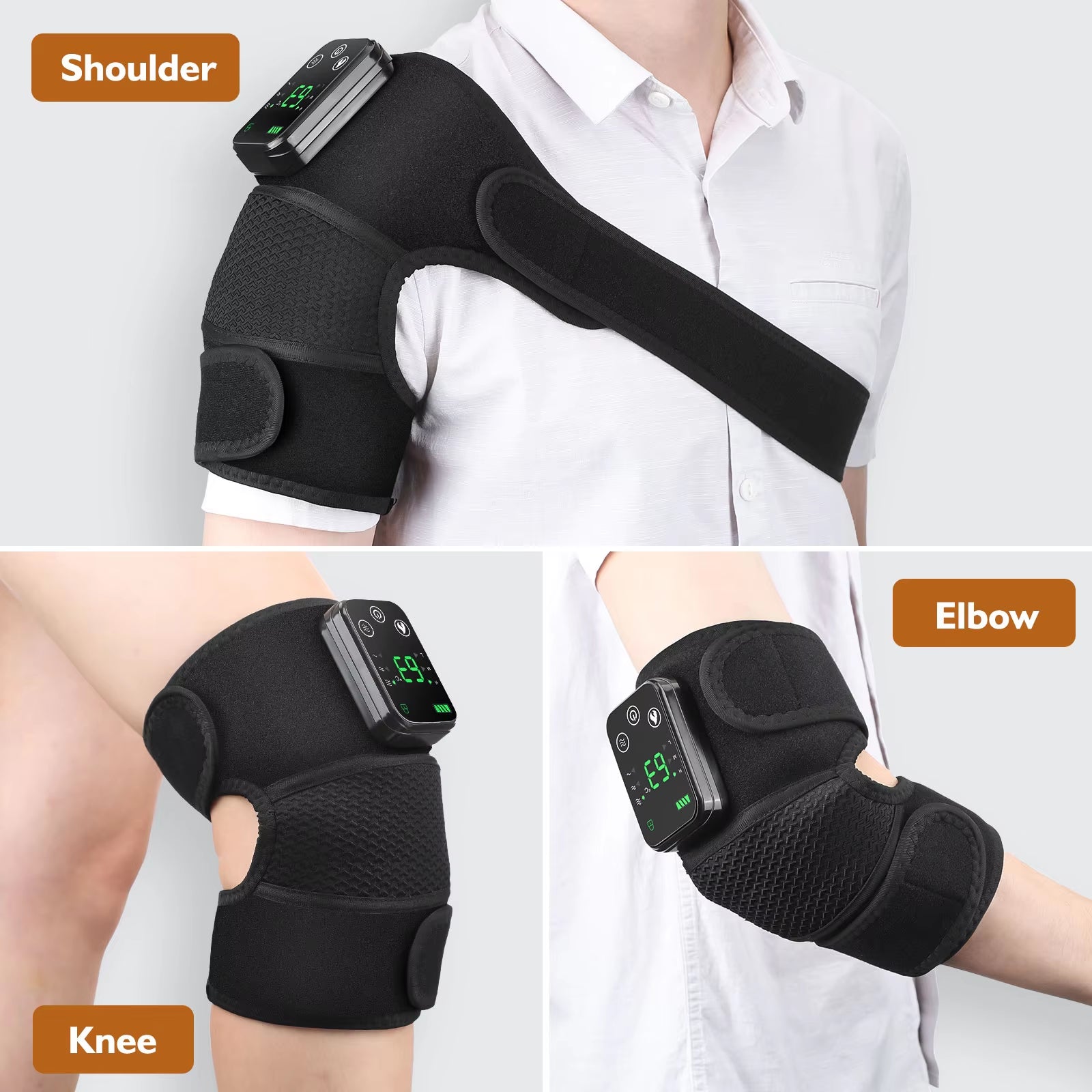 Electric Knee Massager Vibration Thermal Therapy 3 Gear Vibration Massage Shoulder Brace Heating Pads for Arthritis Knee Warmer