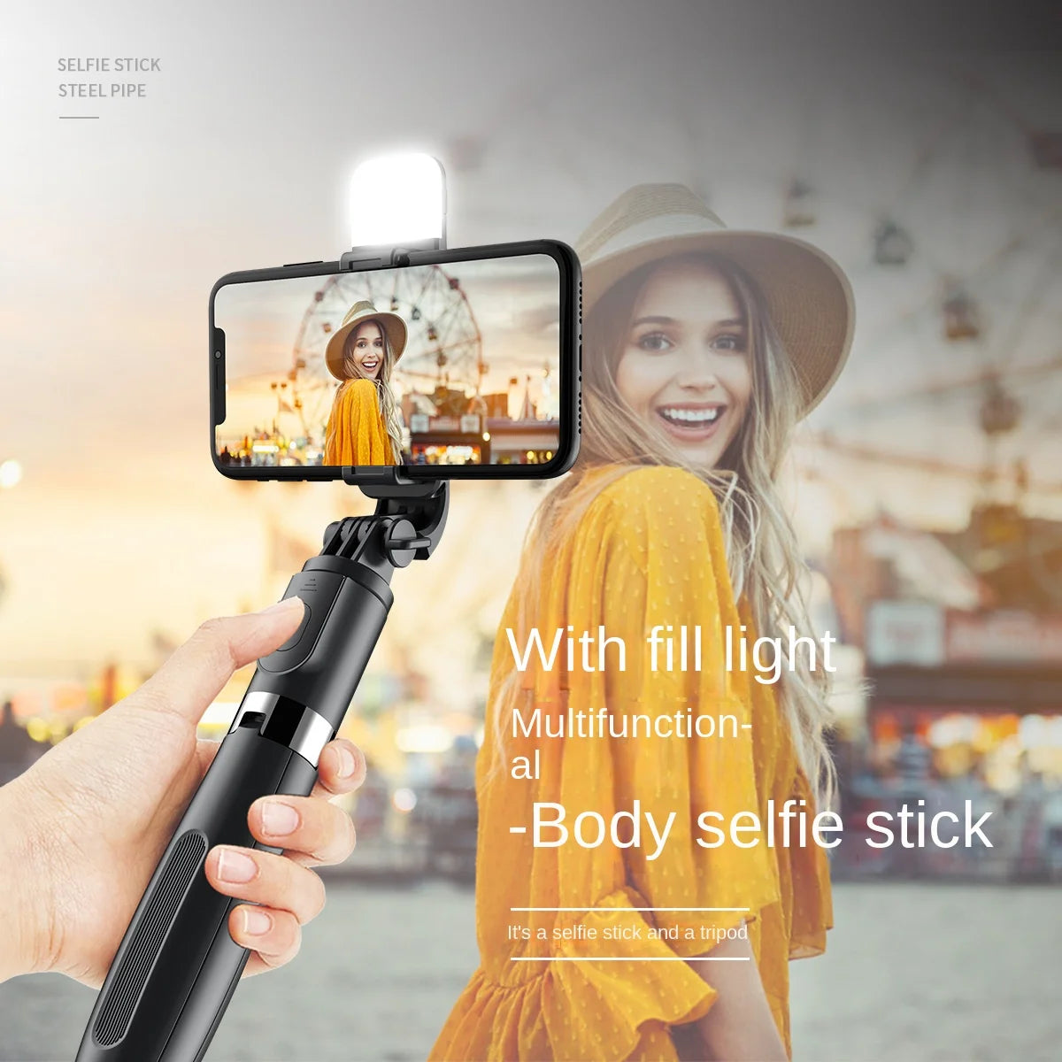 Xiaomi Bluetooth Wireless Selfie Stick Mini Tripod Extendable Monopod with Fill Light Remote Shutter for Xiaomi Phone Tripod