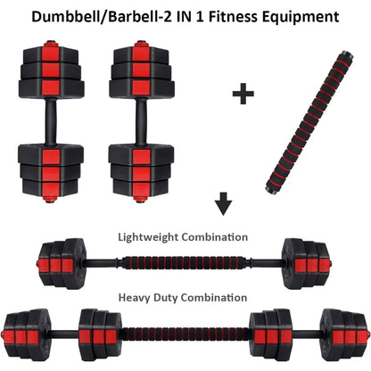 Dumbbells Set, Adjustable Weights 3-In-1 Set Barbell 44Lb/66Lb, Home Gym Equipment