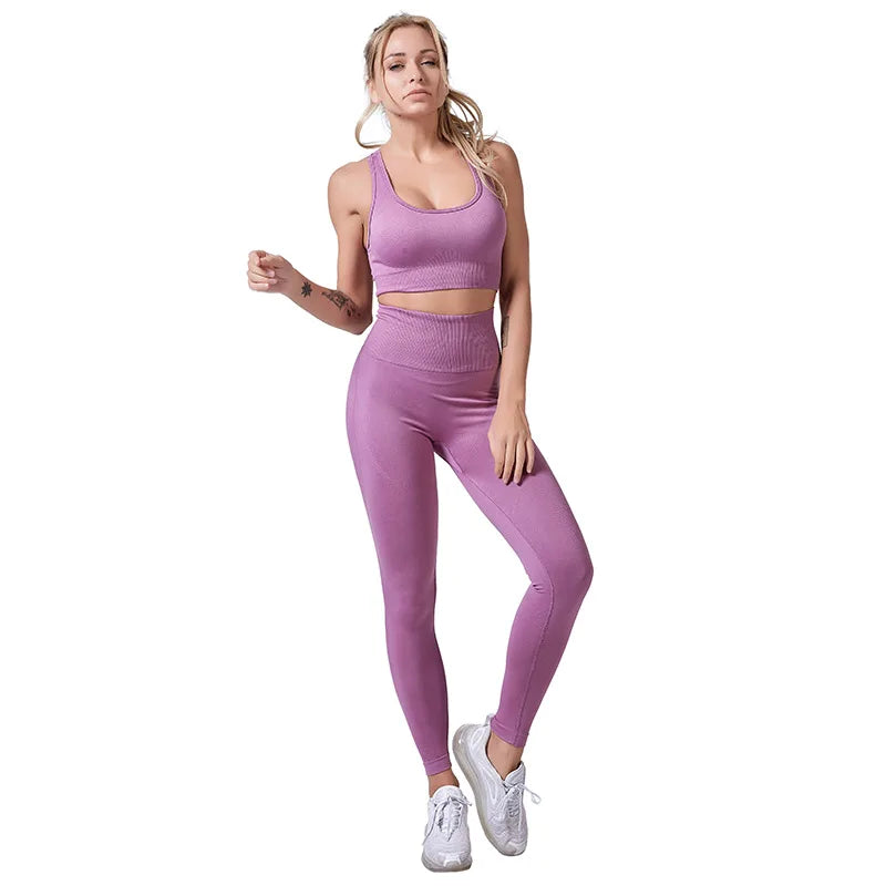 Seamless Hyperflex Workout Set Sport Leggings and Top Yoga Outfits for Women Sportswear Athletic Clothes Gym 2 Piece Set XL Size