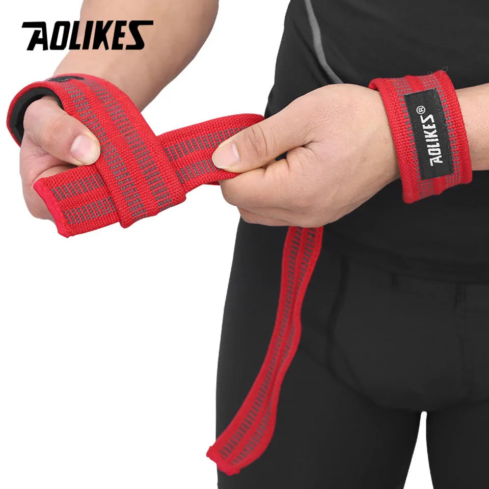 1Pair Weightlifting Wrist Straps Strength Training Adjustable Non-Slip Gym Fitness Lifting Strap Wrist Support Grip Band